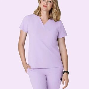 Mandala Scrubs Cool Lavender Six Pocket Scrub Top
